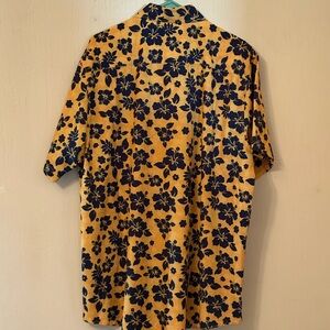 DIXXON Yellow and Black Floral Casual Button Down Shirt